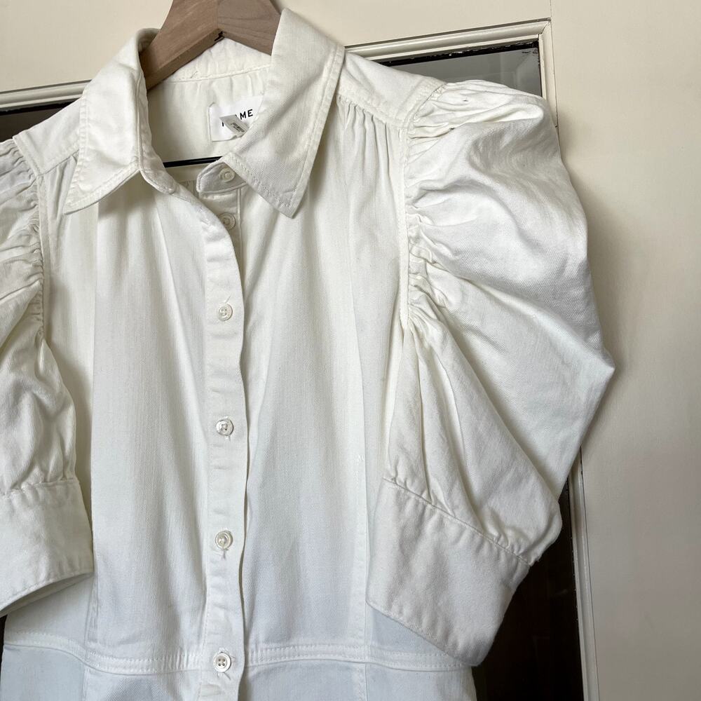 FRAME Gillian Dress Ecru Puff Shoulder Off White Size XS Mini Chic Cute Sexy - Picture 6 of 16